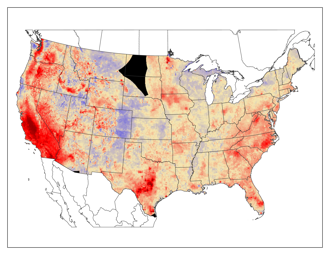 Percent of total nitrogen as dry deposition 2021-2023