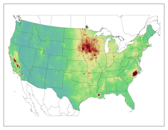 Total deposition of reduced nitrogen 2000-2002