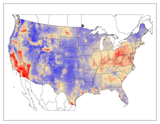 Percent of total sulfur as dry deposition 2000-2002